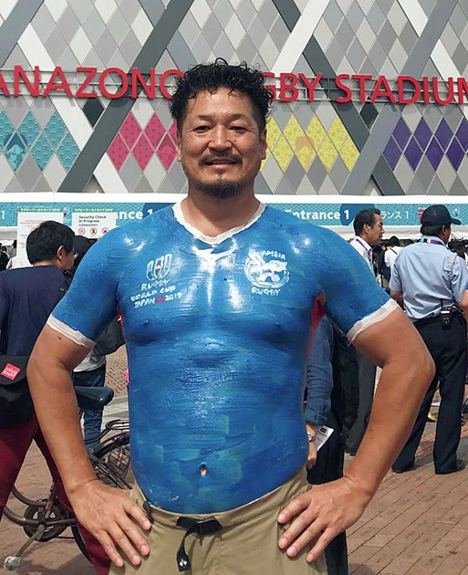 ９月２２日　イタリア×ナミビア戦　ナミビア代表ジャージ着用