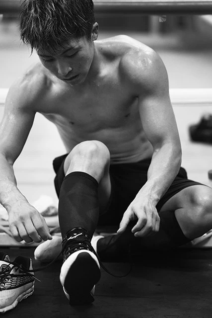 ラスベガス第2戦の約1ヵ月前、大橋ジムにて。「調整段階では楽ではなかった」という井上は近い将来、スーパーバンタム級に上げることも視野に入れている