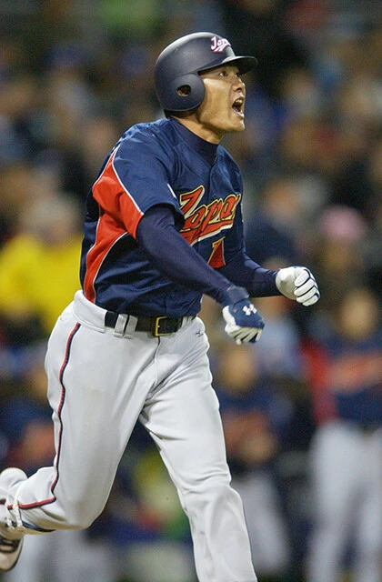 2006年の第1回WBC準決勝の韓国戦では0-0の7回表に代打で登場。値千金の先制ツーランを放ちこの表情