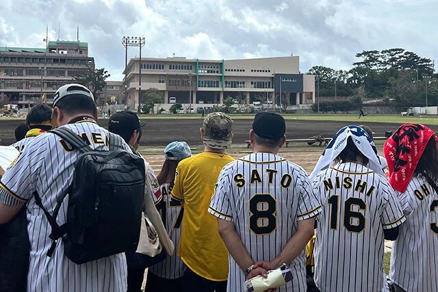 宜野座はタテジマを身にまとった虎党であふれ返っていた