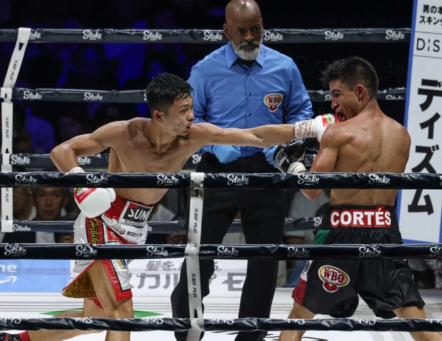 2023年9月18日、WBO世界スーパーフライ級王座の初防衛戦。挑戦者から3度のダウンを奪い大差判定で勝利した（撮影／ヤナガワゴーッ！）