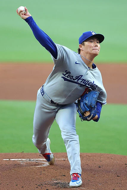 ナ・リーグ月間MVPを初受賞した山本（ドジャース）。「投手史上最高評価額での入団という期待に見合った投球です」（お股ニキ氏）
