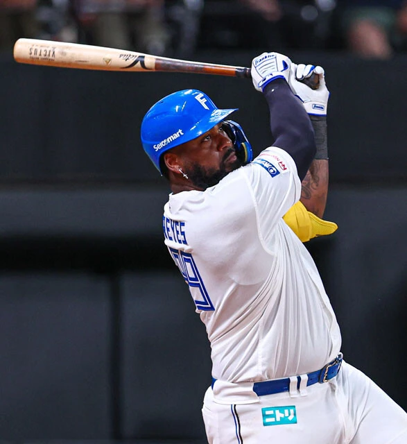 来日1年目の昨季、25試合連続安打の球団新記録を樹立したレイエス。「打率.330、本塁打30本以上も狙えます」(お股ニキ氏)