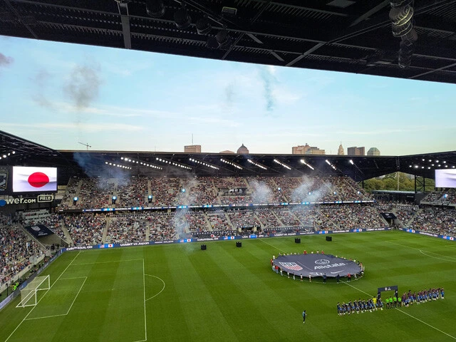 アメリカ戦が行なわれたコロンバスのLower.comフィールド。アメリカ代表にとっては直近8試合で7勝の聖地だ