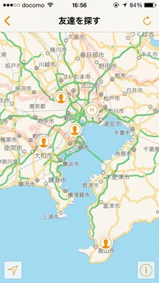 こんな感じで友達の居場所が出現! もちろん拡大できるので詳しい場所もわかります