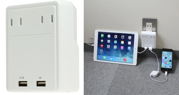家庭やオフィスのコンセントへ直接接続し、AC×2とUSB×2を増設できる電源タップ。見た目的にはかな~り地味な商品ですけど、これ使ってみると超絶便利! 特にオフィスのデスク回りのコンセントがUSB系で埋まっている方には絶対にオススメ!