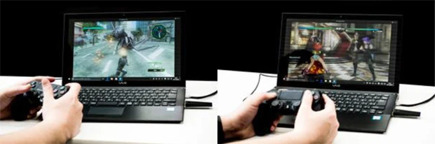 【左】巨大な敵キャラがガッツリと画面上に出現して、かなりの処理能力を必要とする『地球防衛軍4』でも、遅延などすることなく完璧動作! 【右】格闘ゲームはオンライン対戦にも対応。人気格闘ゲーム『DEAD OR ALIVE 5 Last Round』はスピード感強めのバトルはもちろん、本作ならではの乳揺れもなめらかすぎ!