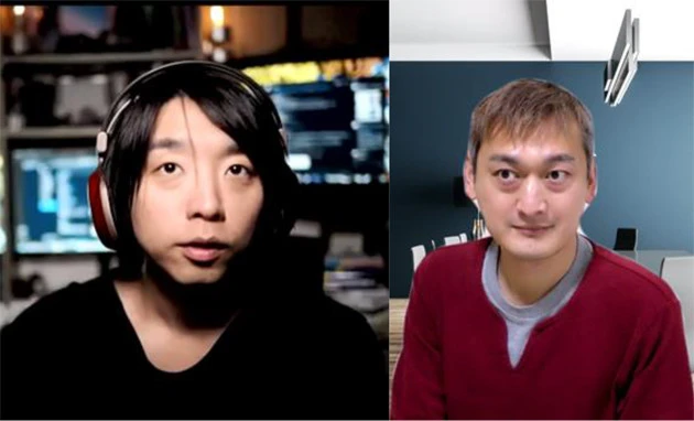 「現代の魔法使い」落合陽一(左)と「ゲームプロデューサー」鈴木達也(右)