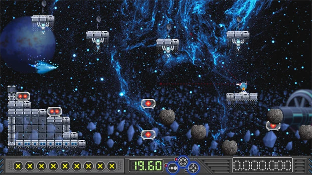 2020年11月にリリースされた、鈴木氏がディレクターを務めたゲーム『ステオス 雇われ砲撃手の悲哀』(Steam/PC)。人工知能軍同士の戦争に、なぜか雇われ助っ人として人間の砲撃手が参加するという設定の「横シューティングに見せかけた固定画面の激ムズアクションゲーム」。©2020 Gotcha Gotcha Games