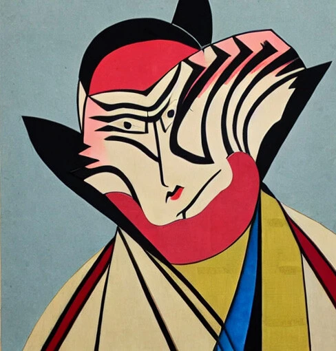 StableDiffusion【ステイブル・ディフュージョン】イギリスのスタートアップのStability.Ai社が開発し、8月に一般版が公開。「Japanese kabuki actor in a cubism style」(キュビスムの歌舞伎役者)でできたのがこの画像(『Stable Diffusion』で作成)