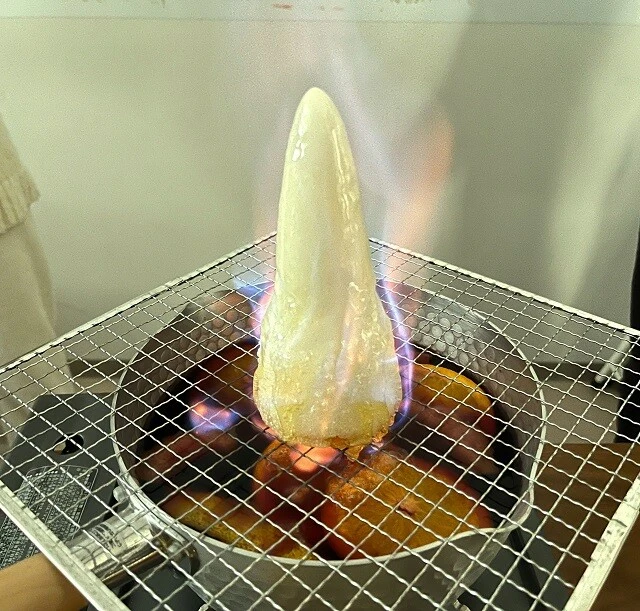 ラボで開催したクリスマスパーティーで、ありあわせの調理用具でグリューワインを作ってくれた