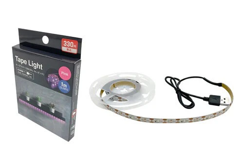 テープライト（30LEDs、1m）自室のライティングなどを「ゲーミング化」して雰囲気を出すのが流行中。これも価格がヤバいしカラー展開も豊富　300円（税込330円）