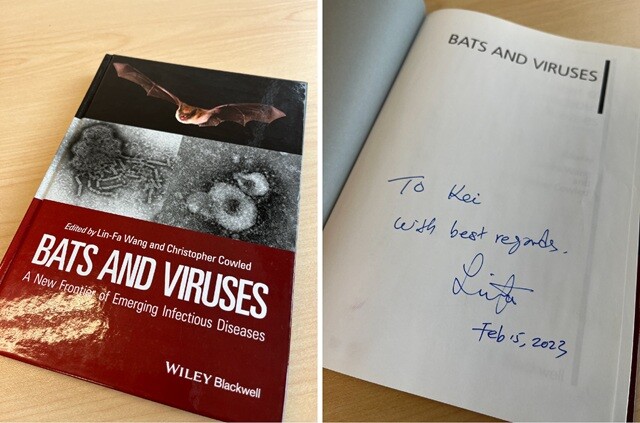 2023年2月、2度目の訪星の時にリンファにもらった本（左）。彼のサイン入り（右）。