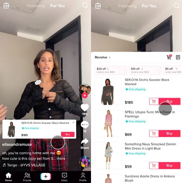 インフルエンサーたちが動画で紹介する商品を、視聴者は直接購入することができる。中国やアメリカ、EU、東南アジアで大ヒット中の新しいECのスタイルだ