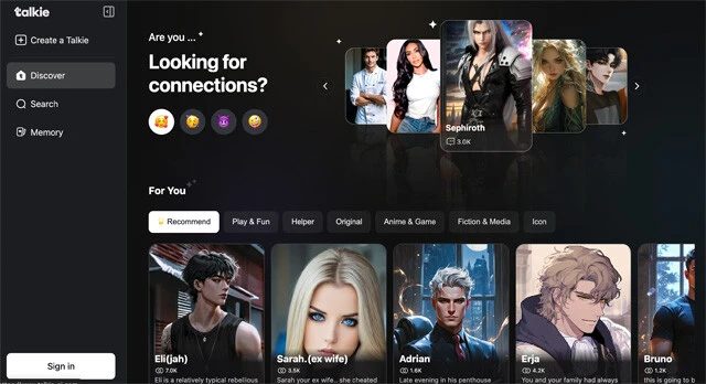 アメリカで人気の、AIキャラの容姿・声・発言を生成するアプリ『Talkie』