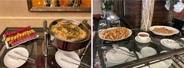 会場のそこかしこに並べられた軽食。ずっと置いてあり、なくなるとすぐに補充される。そして、演題の発表中でも、いつでもどこでも食べられる。
