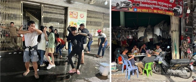 プノンペンのパーティーピーポーたち。若者だけではなく、年配の人も音楽をガンガンにかけ、踊りながら酒盛りをしていた。