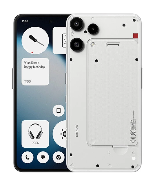 「Nothing Phone (3a)Lite」各4万2800円。同社ではエントリークラスのモデルになるが、ディスプレーは6.77インチの大画面を採用。防塵・防滴性能、おサイフケータイやeSIM対応など日本版独自の機能を搭載する、日常使いが快適な高コスパ端末！