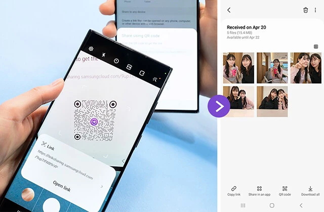 GalaxyシリーズでおなじみのサムスンのQuick ShareはQRコードでの各種データの送受信にも対応
